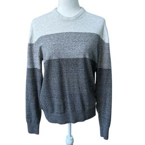 The Gap Mainstay Crewneck Sweater Grey Striped Colorblock Size Medium